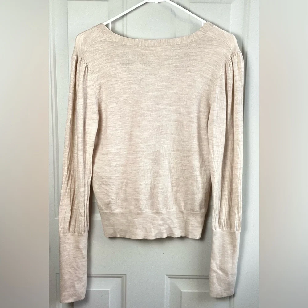 Veronica Beard Sweater Cardigan  Merino Wool Blend Cream Size Large lightweight
